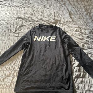 Nike Black Dri-FIT Long Sleeve Top with White Logo